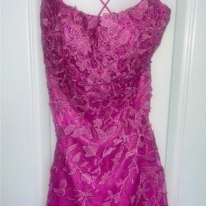 Elegant Pink Lace Mini Homecoming Dress